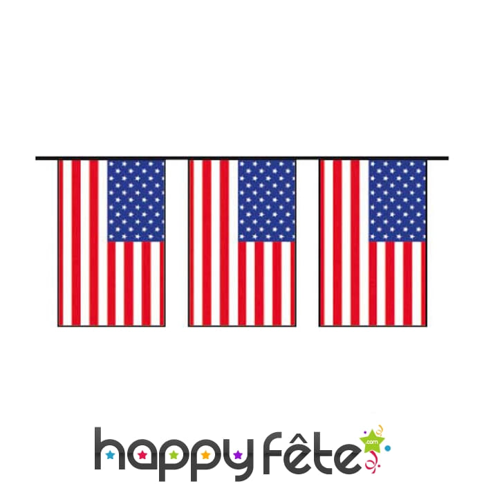 Guirlande drapeau américain en plastique
