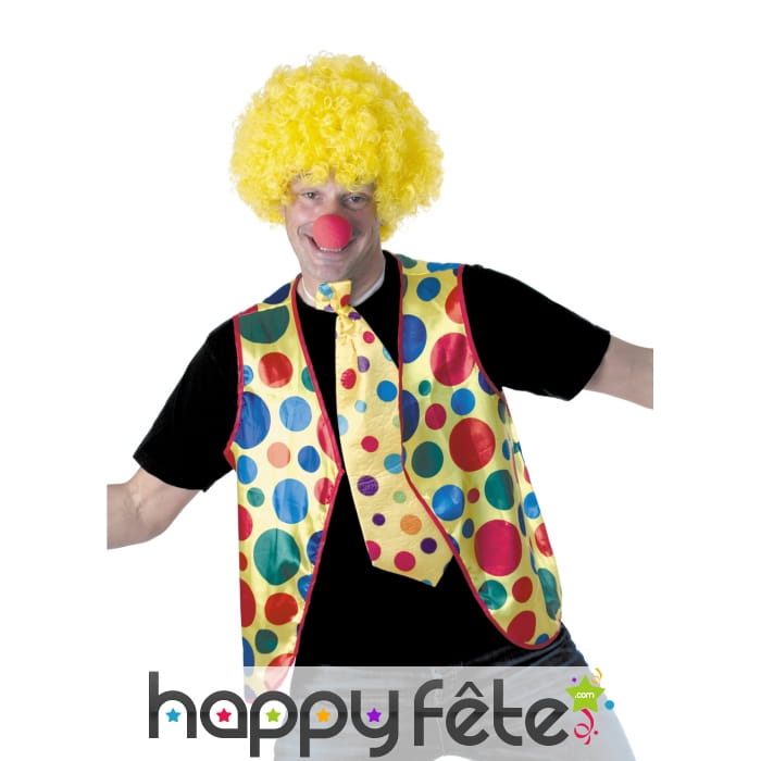 Gilet de clown à pois colorés pour adulte