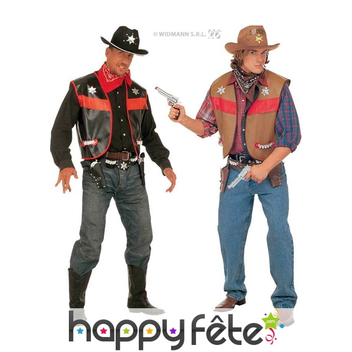 Gilet de cow-boy noir/marron taille m/l