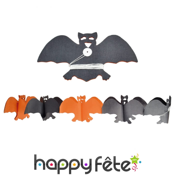 Guirlande de chauve-souris orange et noires 3m