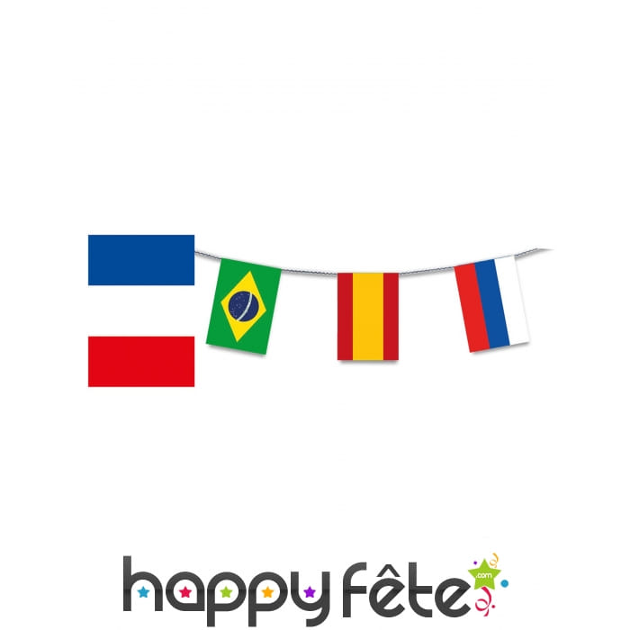 Guirlande drapeaux coupe du monde de foot, 13m