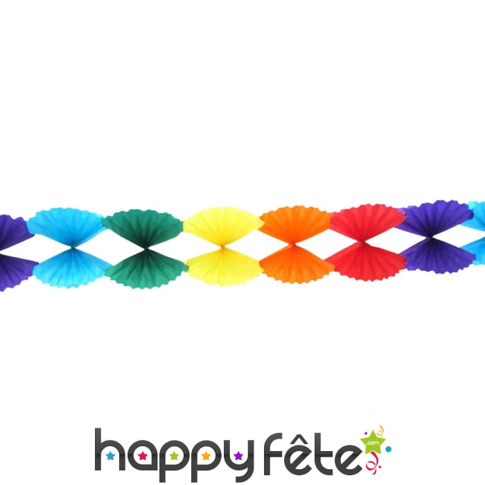 Guirlande d'éventails multicolores en papier, 4m