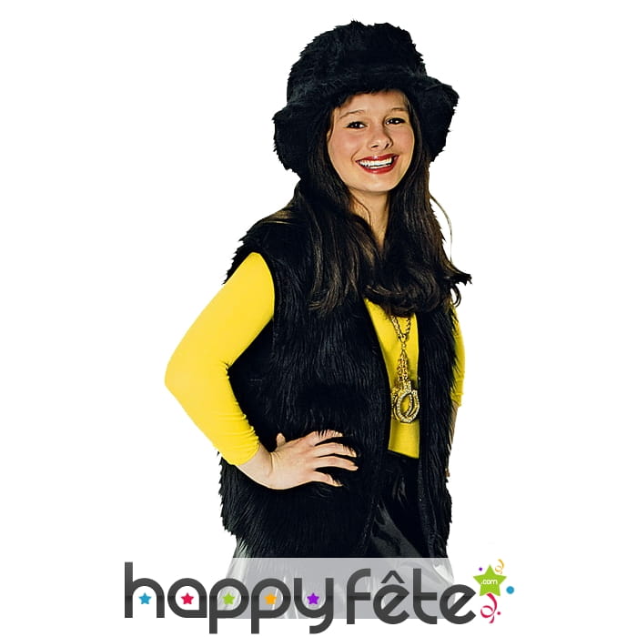 Gilet de fourrure noir