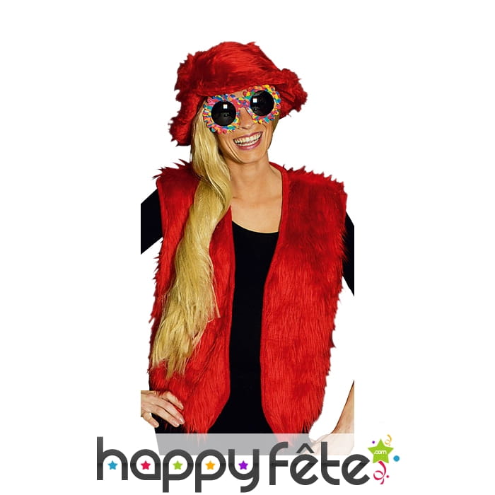 Gilet de fourrure rouge