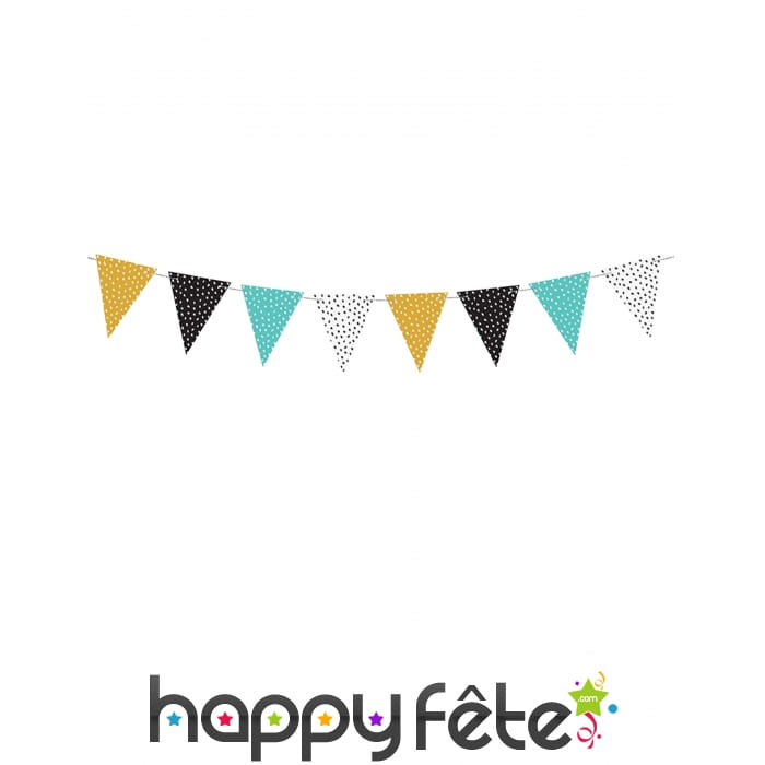 Guirlande de fanions colorée à pois de 130 cm