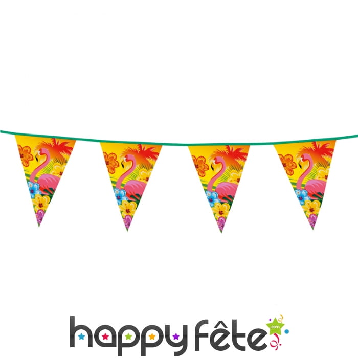 Guirlande de fanions flamant rose, 6m