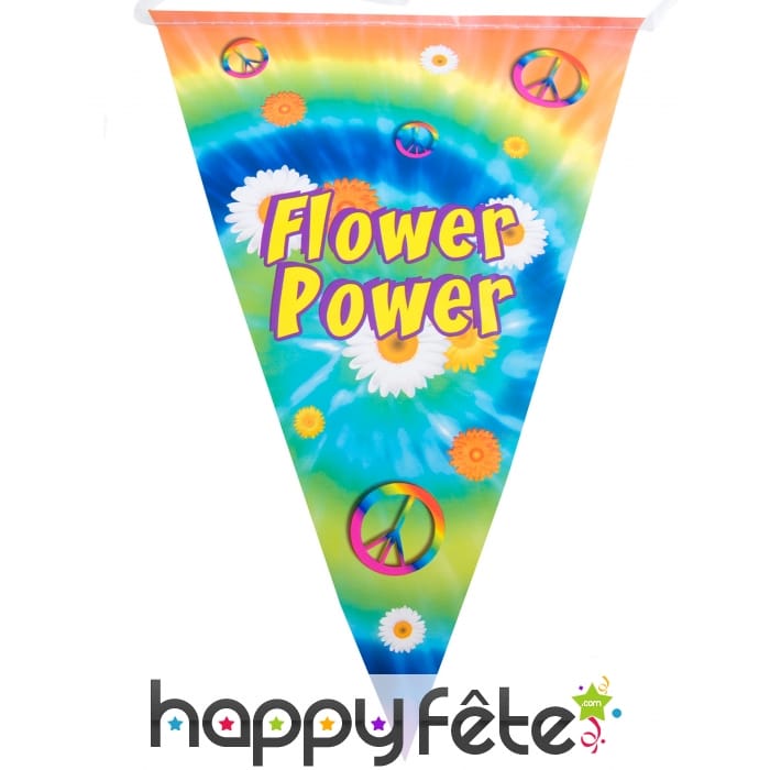 Guirlande de fanions flower power, 5m