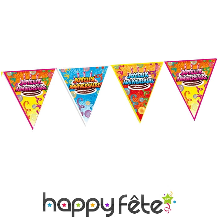 Guirlande de fanions Joyeux Anniversaire 6m