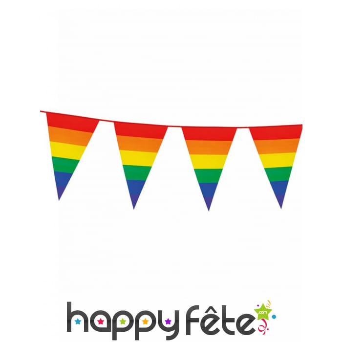 Guirlande de fanions triangulaires Arc-en-ciel, 8m