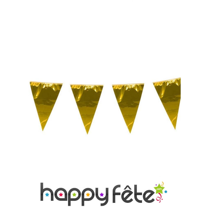 Guirlande de grands fanions dorés, 10m