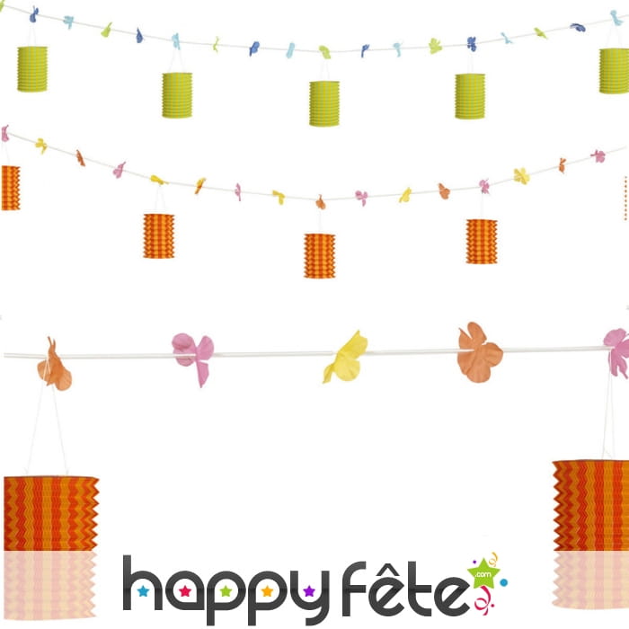 Guirlande de lanternes avec fleurs, 3m