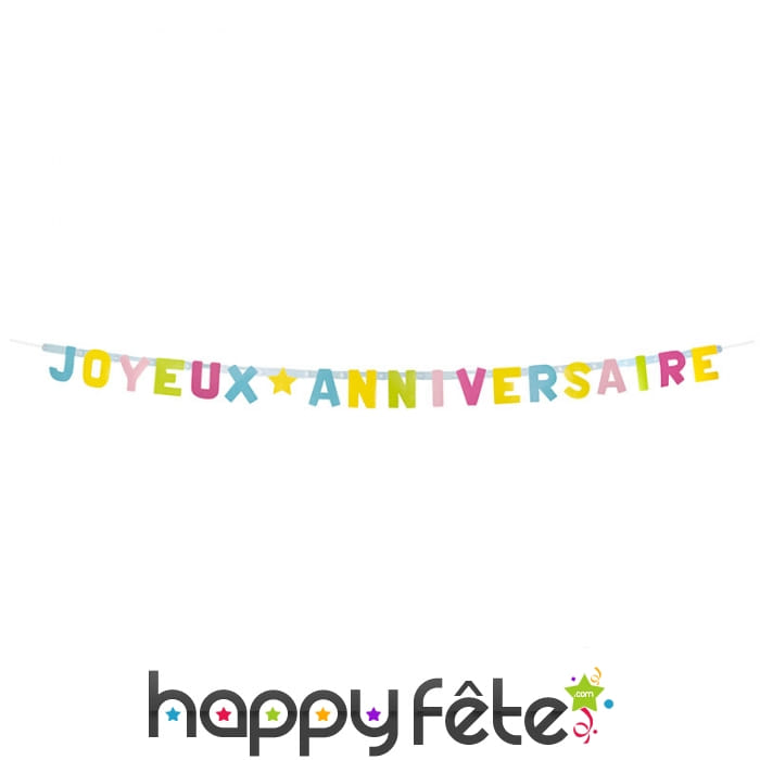 Guirlande de lettres joyeux anniversaire, 2m