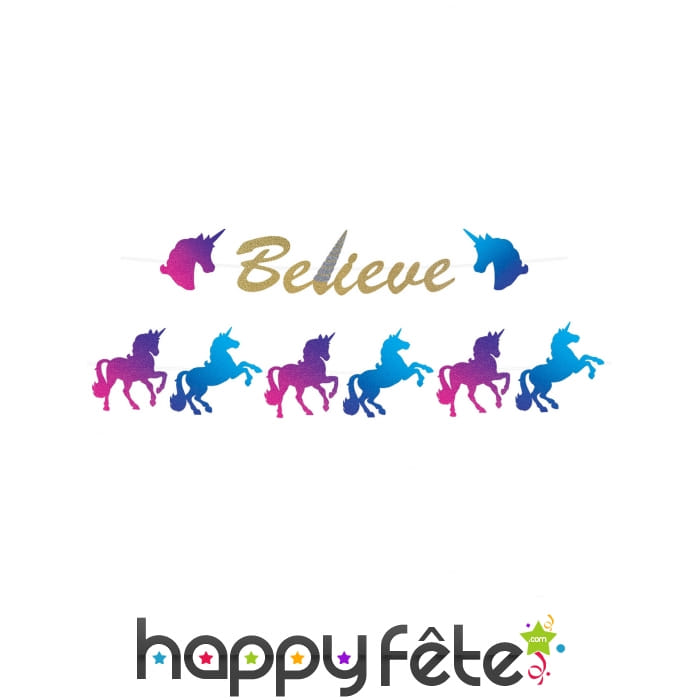 Guirlande de Licornes pailletées de 360 cm