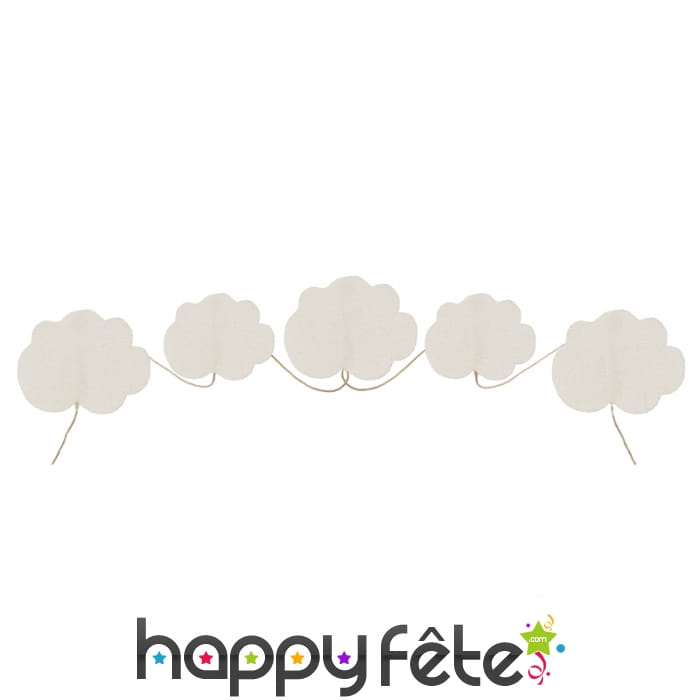 Guirlande de nuages blancs, 150cm