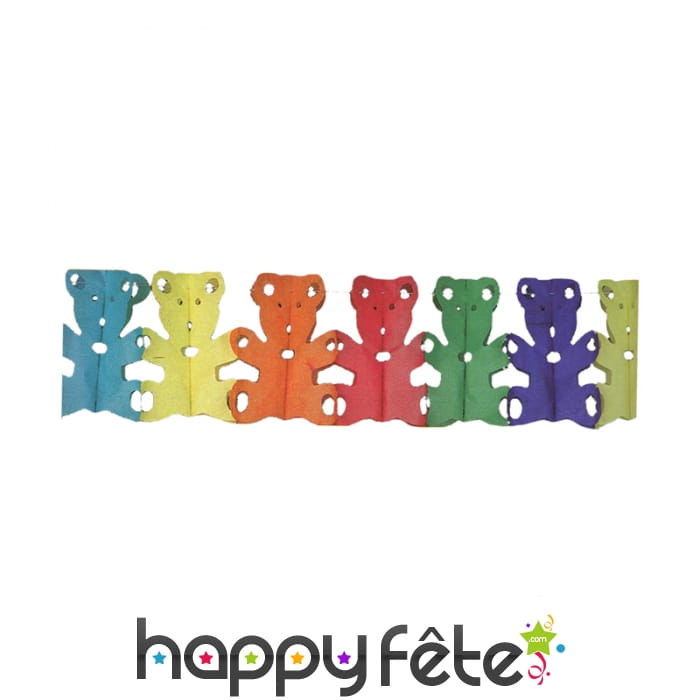Guirlande d'oursons multicolores en papier, 4m