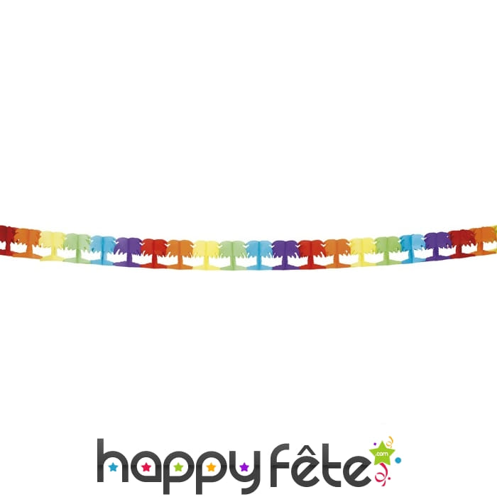 Guirlande de palmiers multicolores en papier 4m