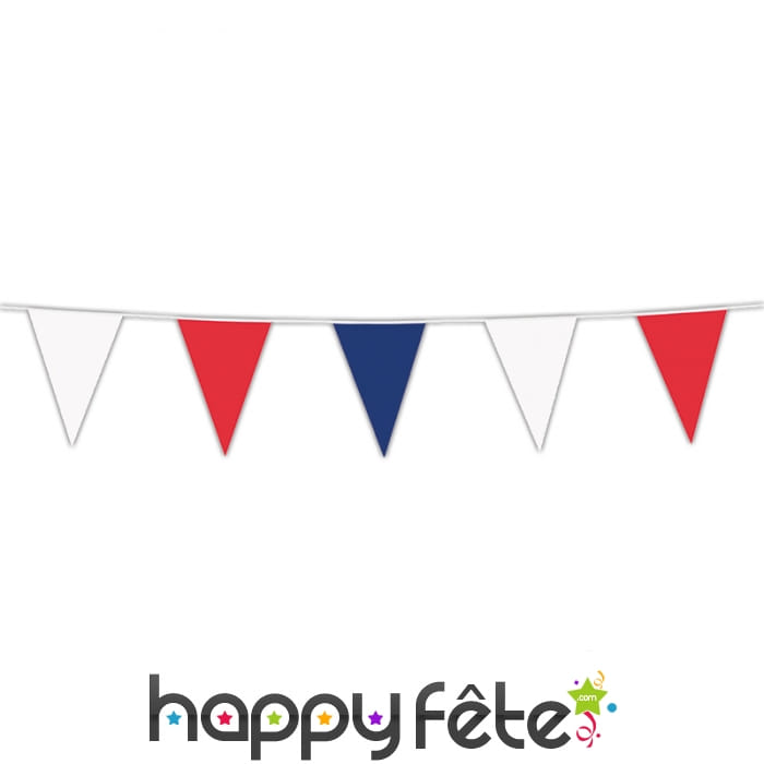 Guirlande de pavillons bleu blanc rouge, 10m