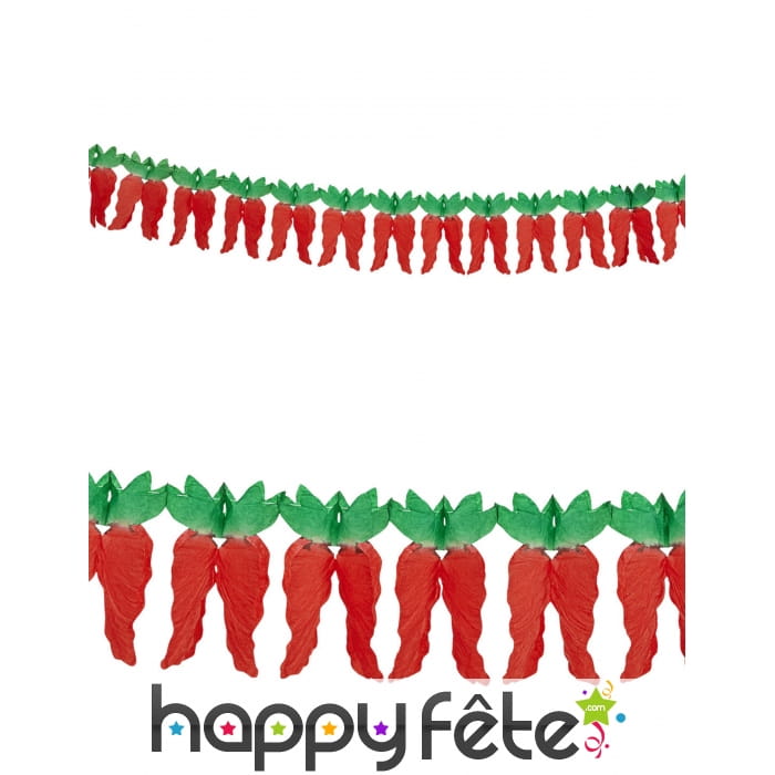 Guirlande de piments rouges en papier, 3m