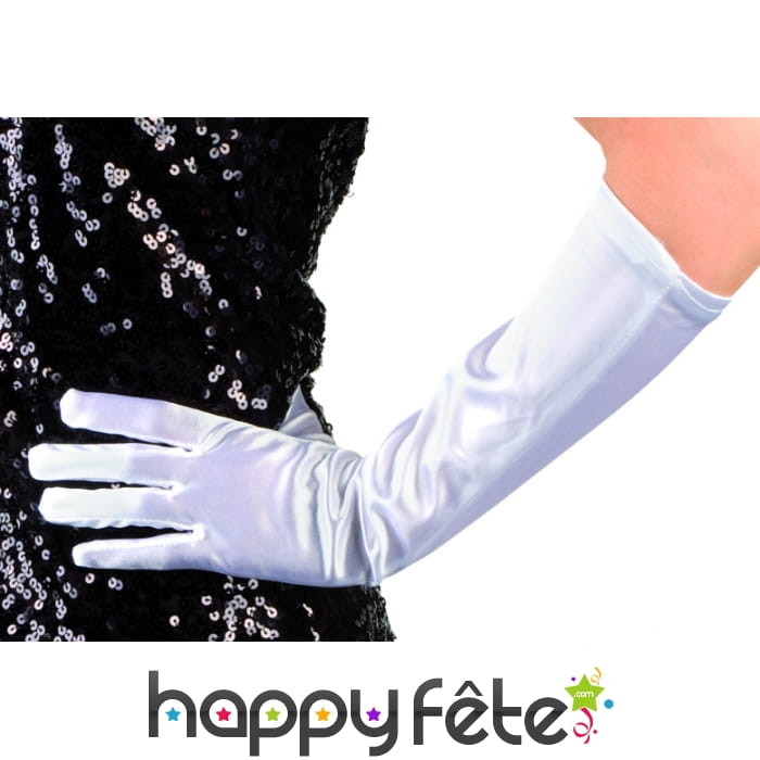 Gants élastiques blanc satiné