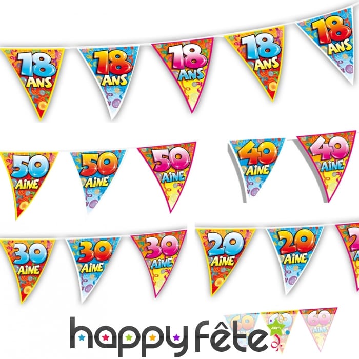 Guirlande fanions imprimé âge, 6m