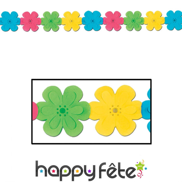 Guirlande fleurs multicolores en papier de 370cm