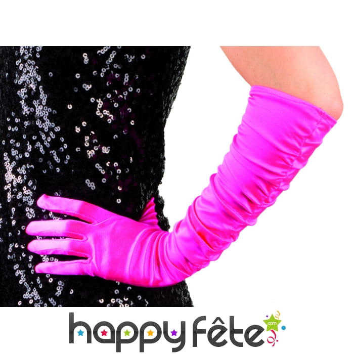 Gants fuschia pissés et satinés