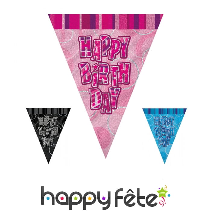 Guirlande Happy Birthday de Fanions, 274cm