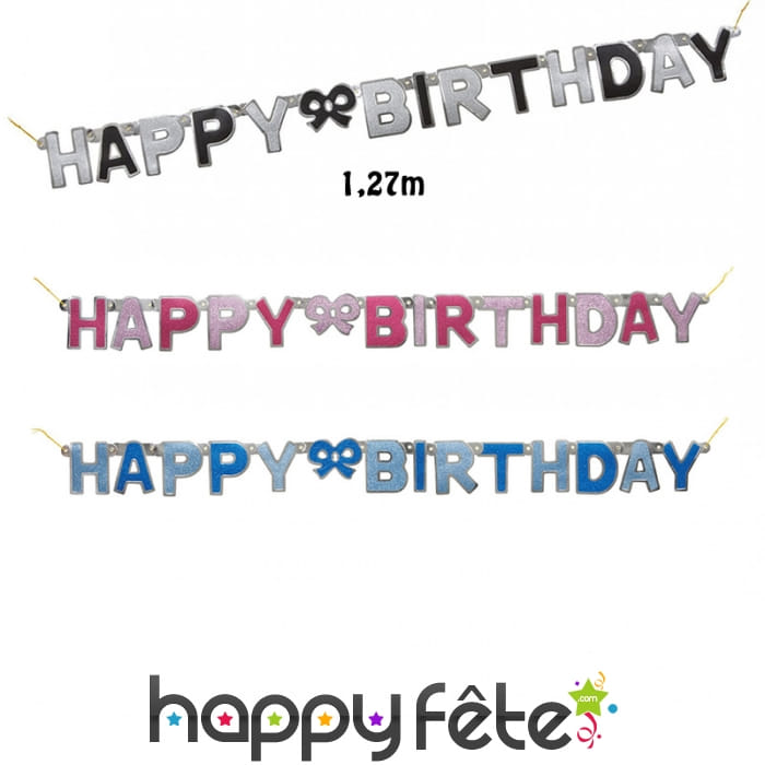 Guirlande Happy birthday en carton de 127cm