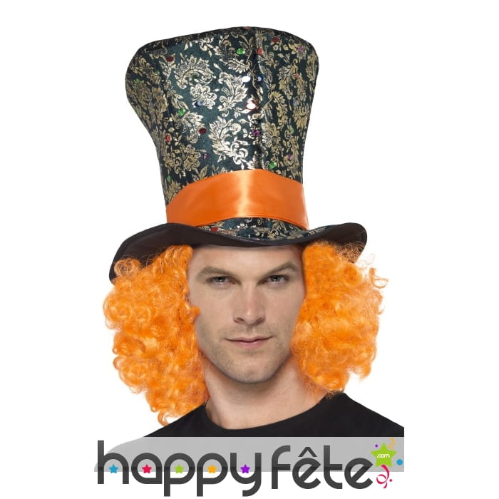 Grand haut de forme du chapelier fou et cheveux