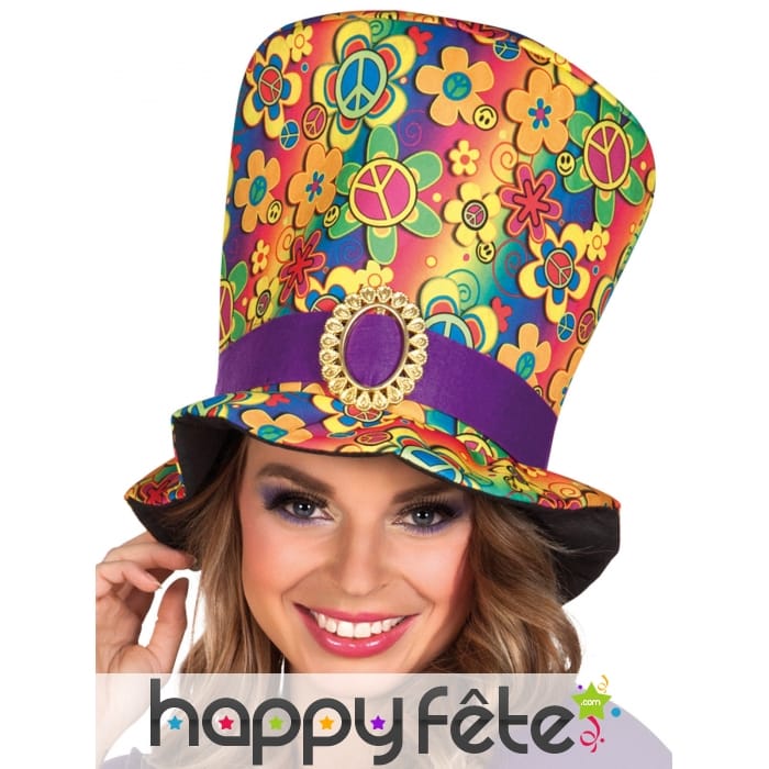 Gros haut de forme coloré peace and love