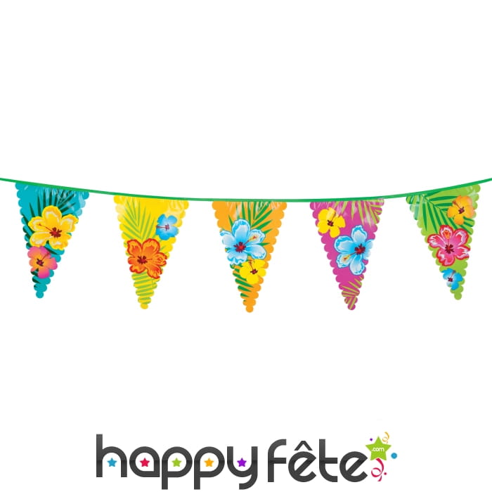 Guirlande hawai de fanions fleuris, 6m