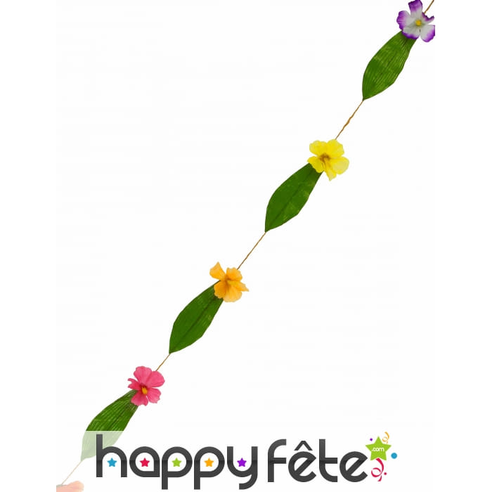 Guirlande Hawaïenne fleurs et feuilles 180cm