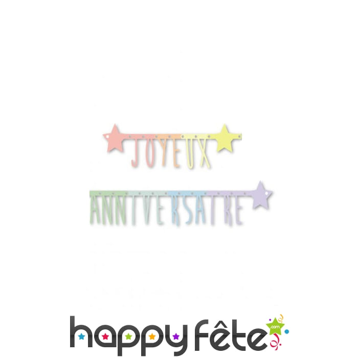 Guirlande Joyeux anniversaire pastel, 160cm