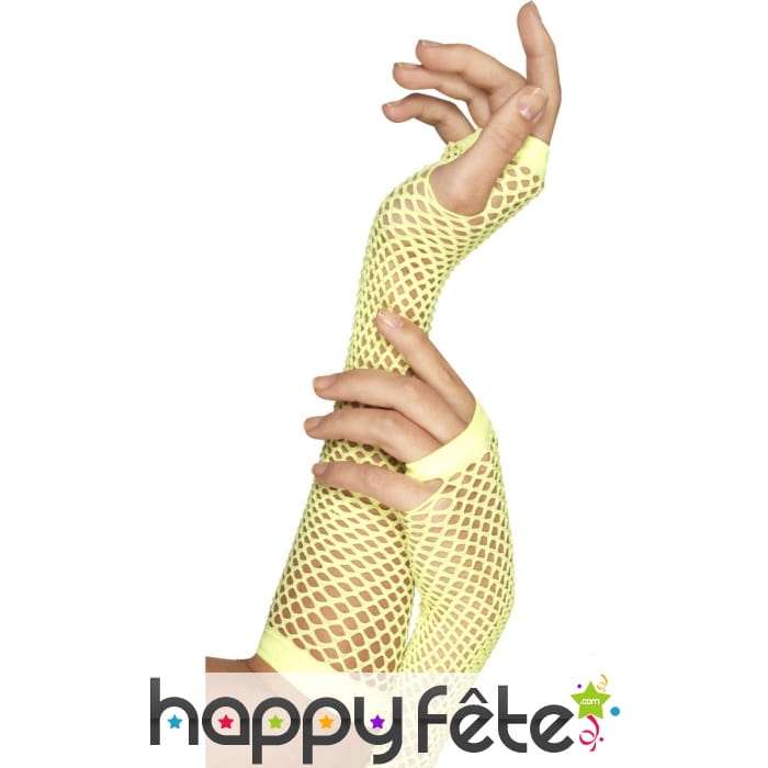 Gants jaune filet sans doigts.