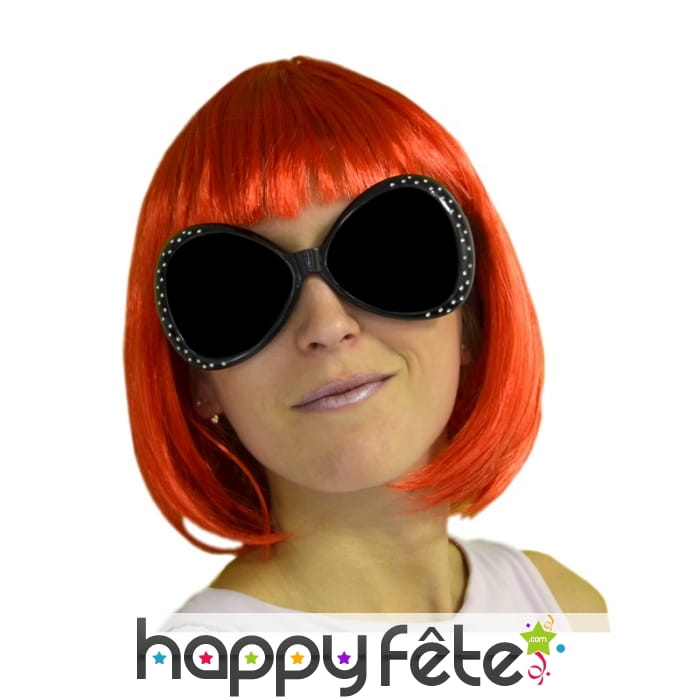 Grande lunettes noires de starlette, à strass