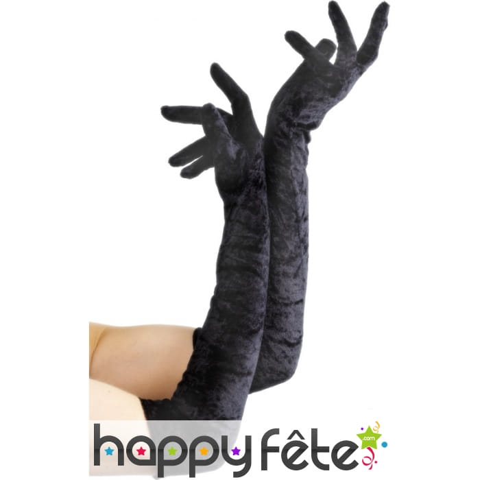 Gants longs velour noir