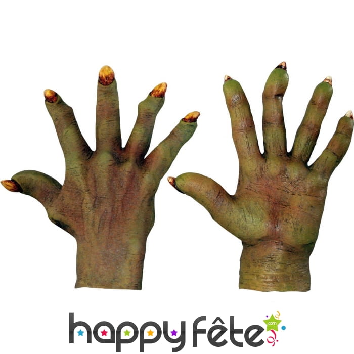 Gants mains de monstre vertes
