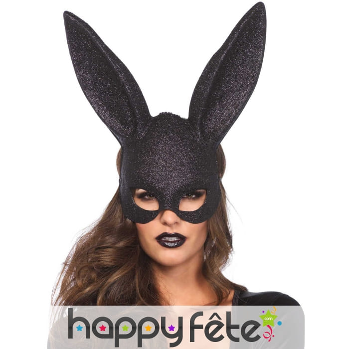 Grand masque de lapin noir style Play Boy