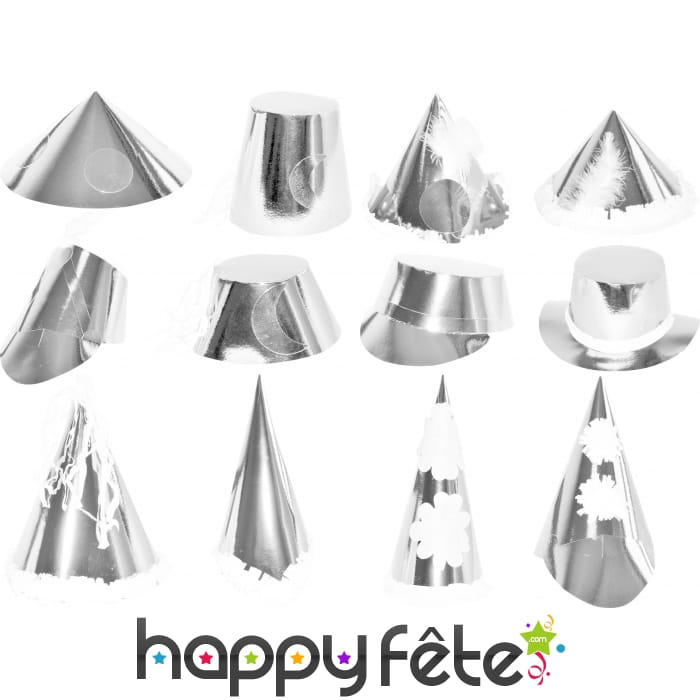 Grand modèle de chapeaux adulte argent