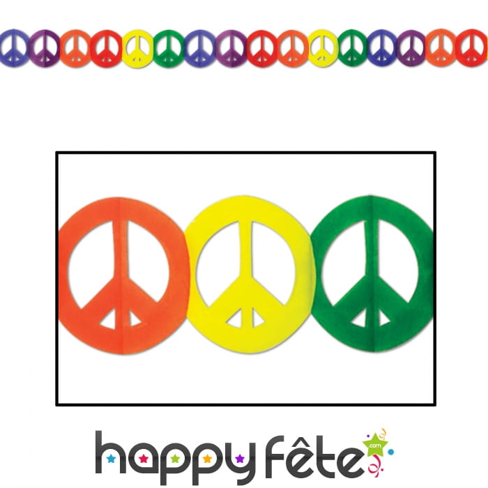 Guirlande multicolore peace and love de 370cm