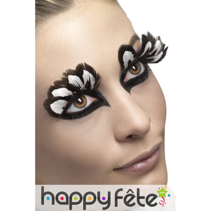 Grands naux-cils plumes marron/blanc