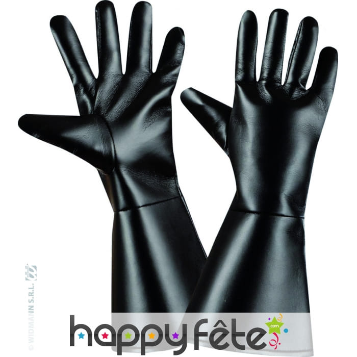 Gants noir en simili cuir pour adultes