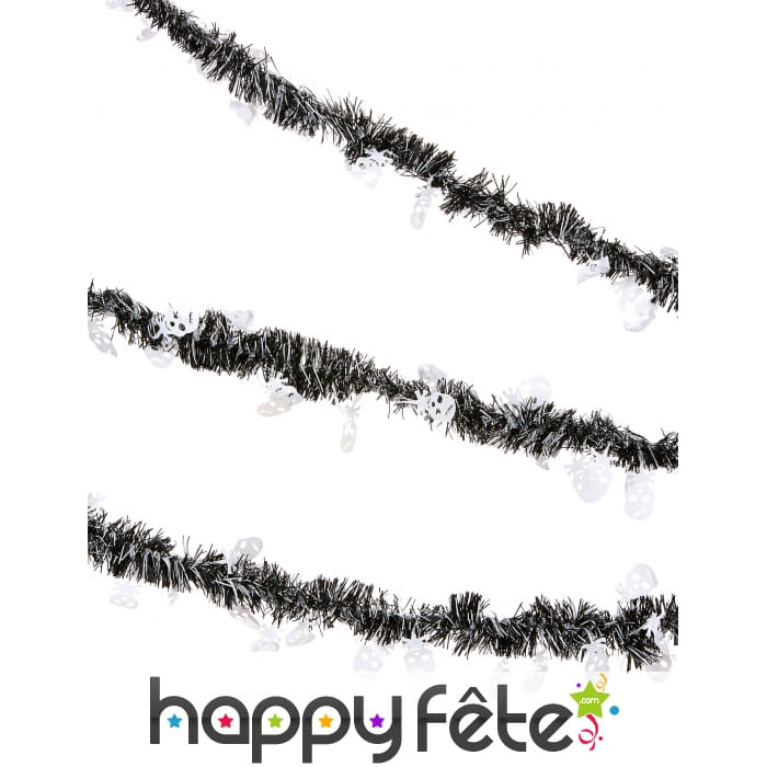 Guirlande noire et blanche avec crâne, 4m