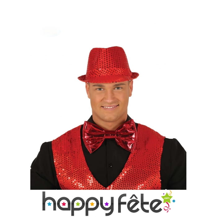 Grand noeud papillon rouge métallisé de 20 cm