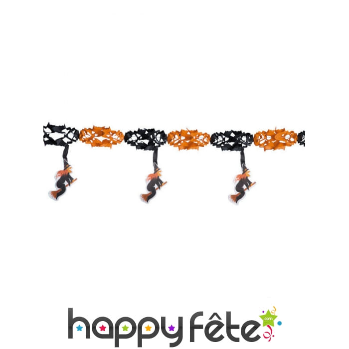 Guirlande orange et noire avec sorcières