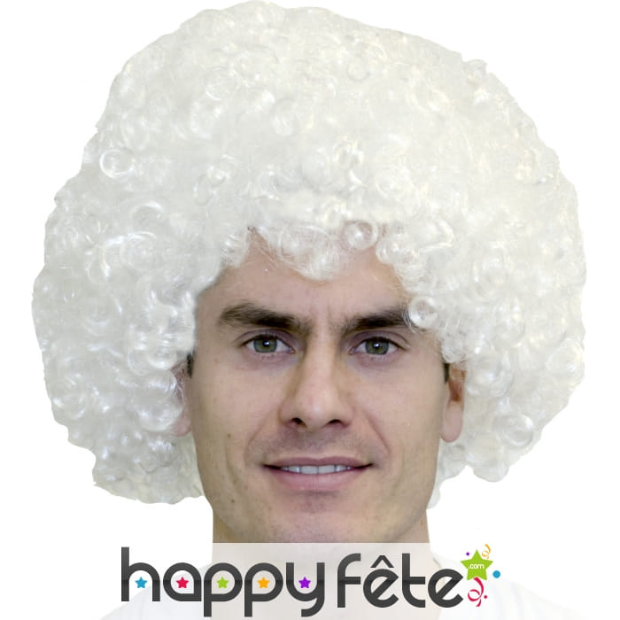 Grosse perruque afro blanche