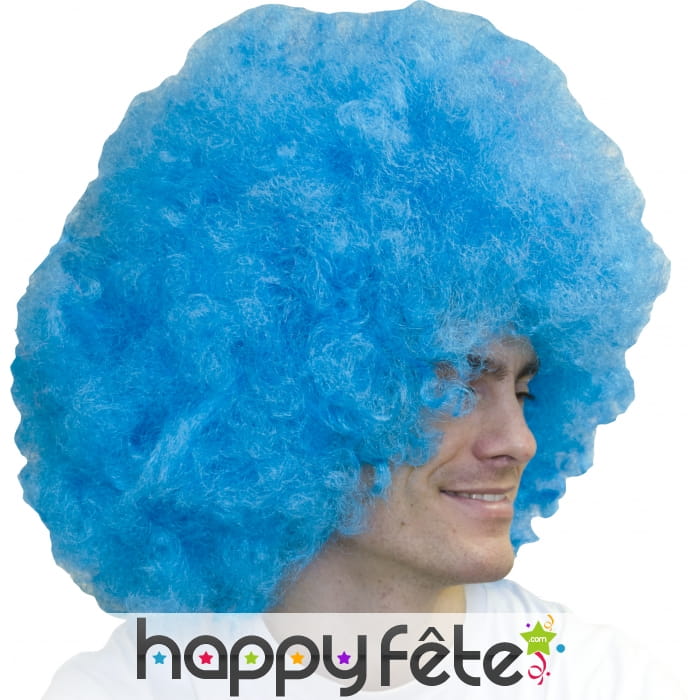 Grosse perruque afro bleu