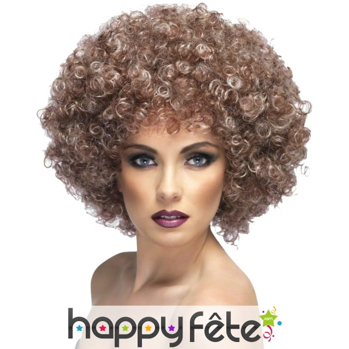 Grosse perruque afro chatain naturel