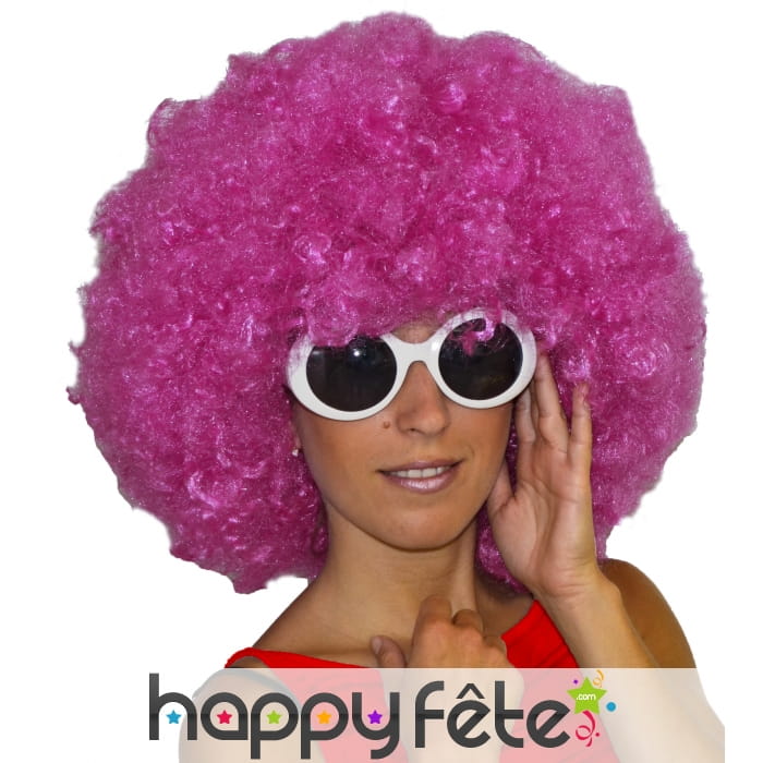 Grosse perruque afro rose