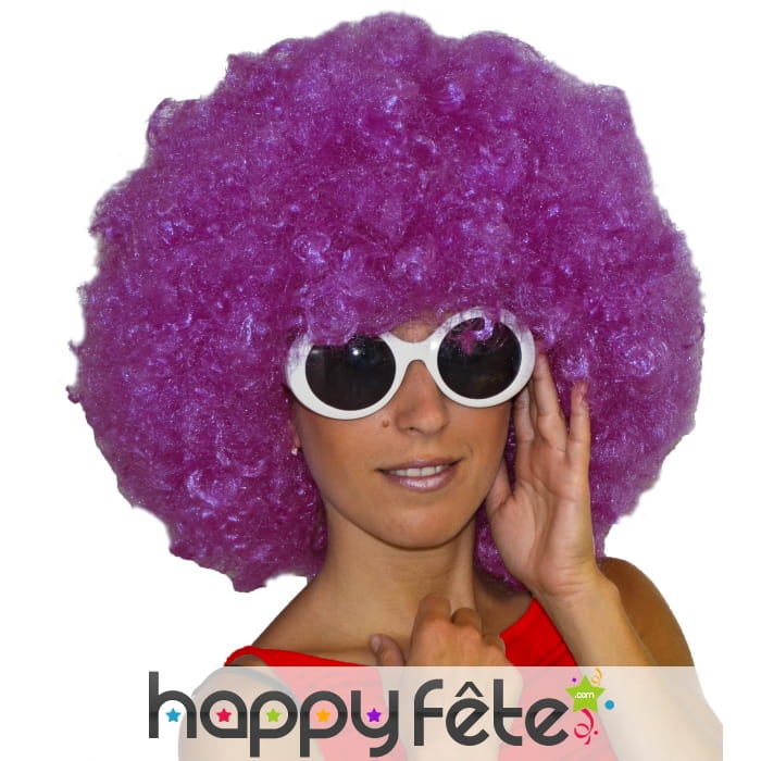 Grosse perruque afro violette
